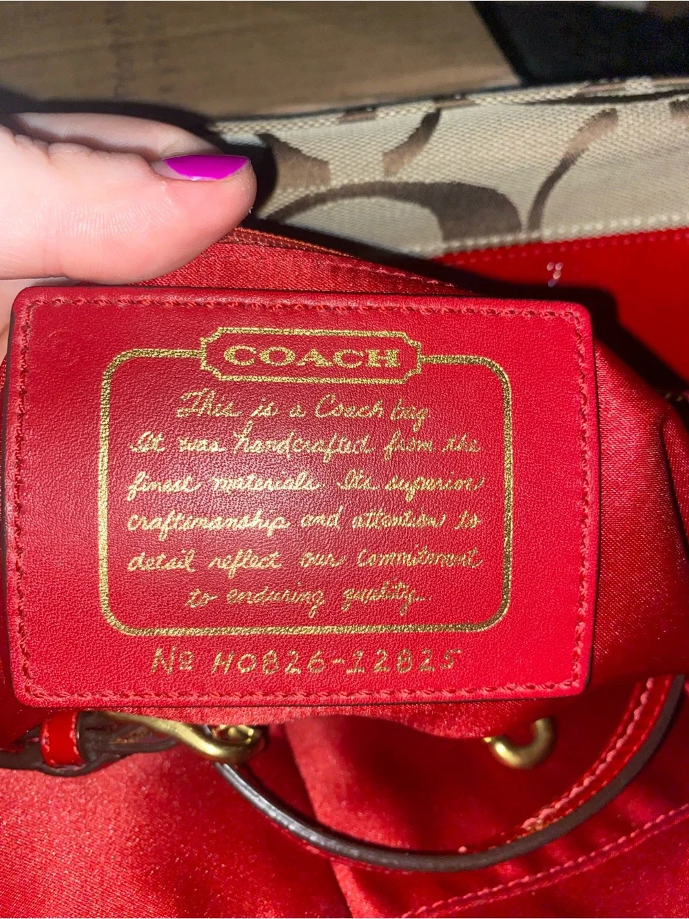 Coach Red Leather Interior Signature Tote
